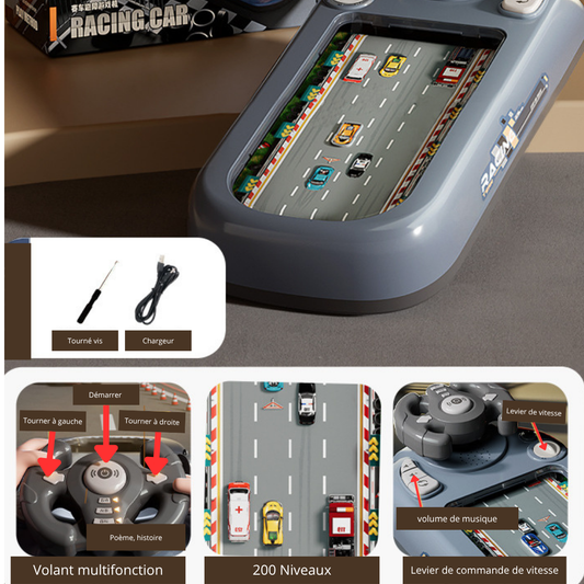 jeu de conduite interactif pour enfants avec volant et simulation de route